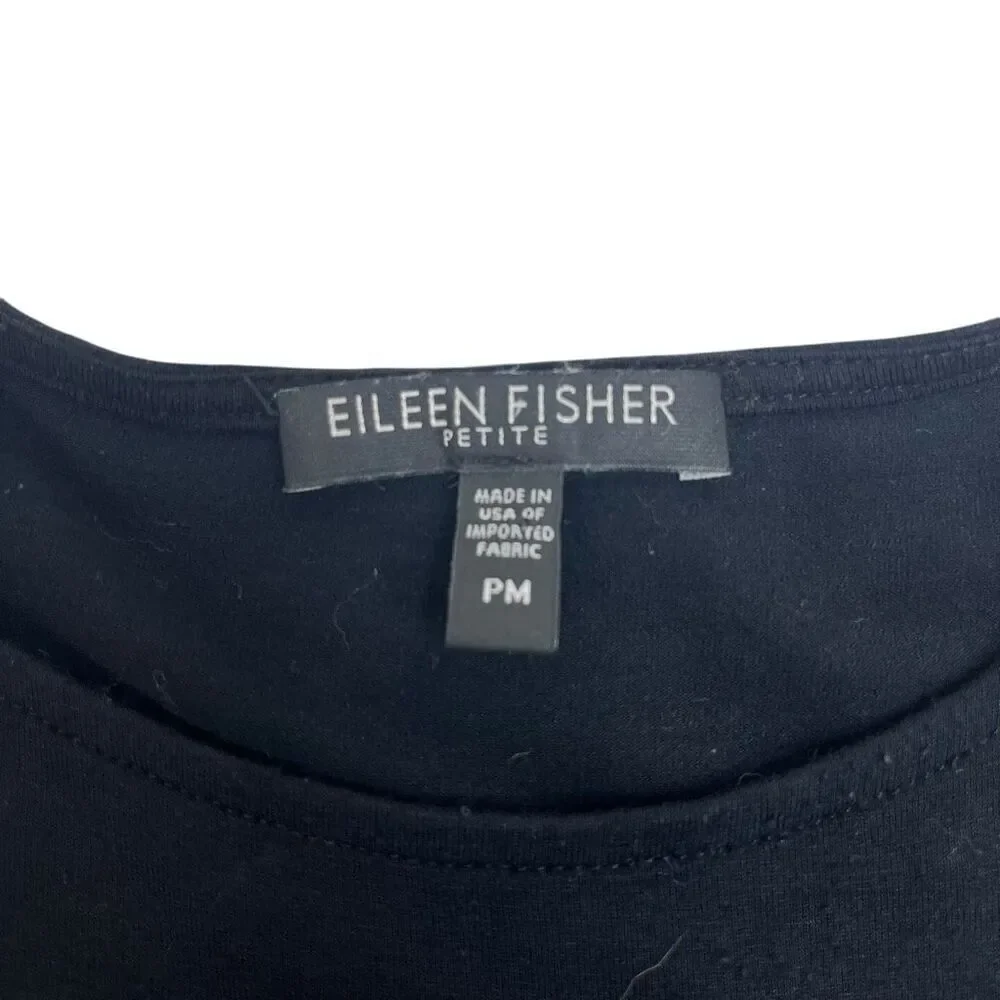 Eileen Fisher Womens Asymmetrical Round Neck Tunic Tank Top Black Size PM